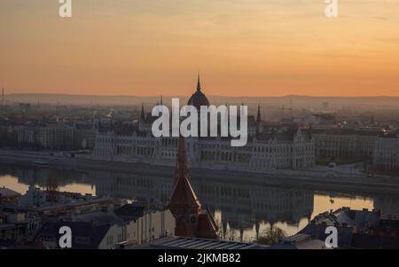 A beautiful view of the Budapest city on the sunset Stock Photo