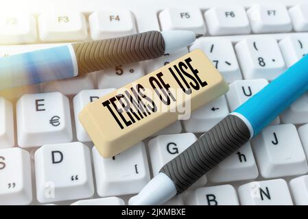 Affiche textuelle indiquant les conditions d'utilisation. Mot pour les conditions établies pour l'utilisation de quelque chose politiques accords -48780 Banque D'Images