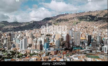 An aerial view of the Sopocachi highrise buildings in La Paz, Bolivia Banque D'Images