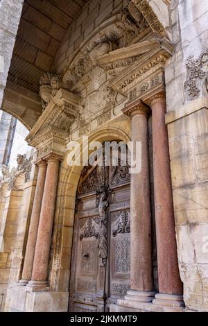 A vertical shot of beautiful architectural details of a historical building in Dijon. France. Stock Photo