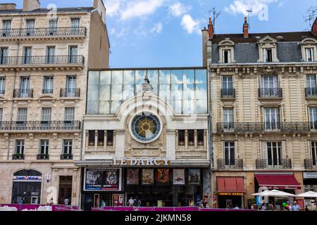 A beautiful shot of Darcy cinema and historical buildings against blue sky on a sunny day in Dijon, France Stock Photo