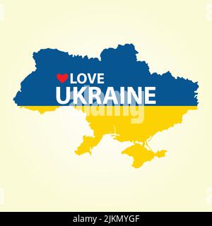 Texte de l'amour de l'Ukraine sur la carte de l'Ukraine Illustration de Vecteur