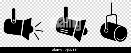 Ensemble d'icônes de projecteur. Symboles d'éclairage de scène. Illustration vectorielle isolée sur fond transparent Illustration de Vecteur
