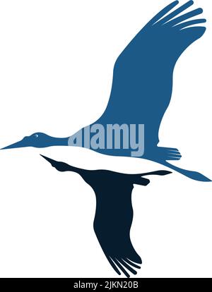 Un logo avec deux oiseaux bleus isolés sur un fond blanc Illustration de Vecteur