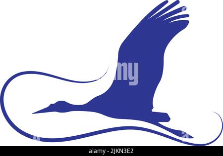 Un logo oiseau bleu avec un beau design isolé sur un fond blanc Illustration de Vecteur