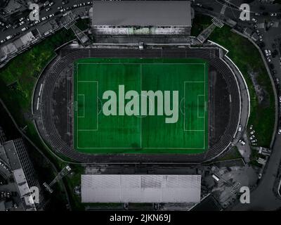 Vue aérienne du stade Mohamed Benhaddad à Kouba, Alger, Algérie Banque D'Images