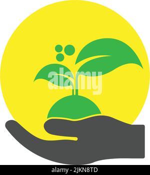 Illustration vectorielle d'une main tenant une plante Illustration de Vecteur