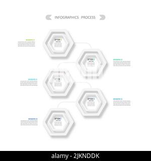Modèle d'infographie Vector avec étiquette papier 3D, cercles intégrés. Concept d'entreprise avec 5 étapes de projet d'entreprise. Pour le contenu, le diagramme, le flowchar Illustration de Vecteur