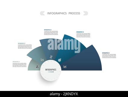Modèle d'infographie Vector avec étiquette papier 3D, cercles intégrés. Concept d'entreprise avec 5 étapes de projet d'entreprise. Pour le contenu, le diagramme, le flowchar Illustration de Vecteur