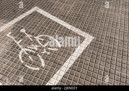 A photo of a cycle marking on a pavement Stock Photo