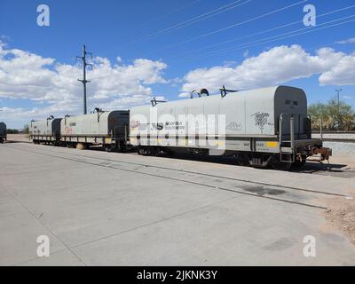 Three Norfolk Southern coil cars Stock Photo