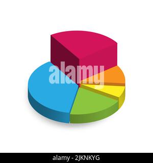 le graphique circulaire 3d est divisé en parties. Infographie géométrique réaliste de 3 parts de marché pour la présentation commerciale, le financement des données de conception, le rapport. Bus Illustration de Vecteur