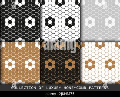 Ensemble de motifs géométriques en nid d'abeille. Motif géométrique abstrait hexagons Illustration de Vecteur