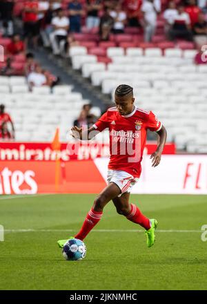 Lisbonne, Portugal. 03rd août 2022. David NEREs de Benfica vu en action lors du match de qualification de la Ligue des champions de l'UEFA 3rd entre SL Benfica et le FC Midtjylland au stade Estadio da Luz. Note finale; SL Benfica 4:1 FC Midtjylland. Crédit : SOPA Images Limited/Alamy Live News Banque D'Images