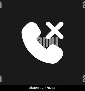 Refuser un appel téléphonique en mode sombre icône de l'interface utilisateur du glyphe Illustration de Vecteur