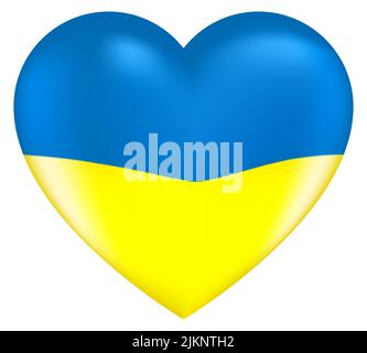 Vecteur dessin volume coeur aux couleurs du drapeau ukrainien sur fond blanc Illustration de Vecteur