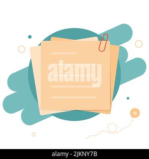 Autocollants en papier orange pour notes, icônes de notes adhésives plates avec éléments de clip. Illustration vectorielle Illustration de Vecteur