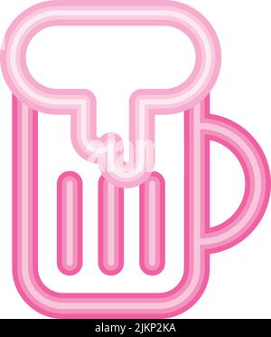 bière au néon plate Illustration de Vecteur