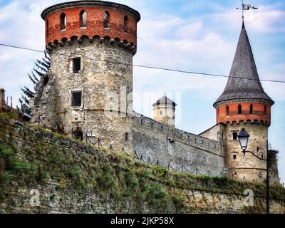 The exterior of Kamianets-Podilskyi Castle in Ukraine Stock Photo