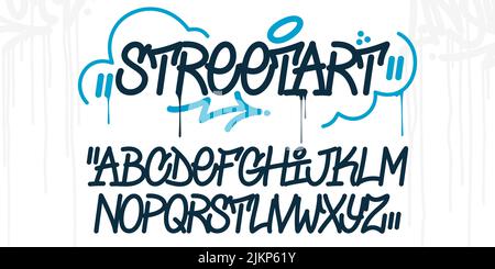 Manuscrit abstrait Hiphop Graffiti Street style Art police Alphabet Vector Illustration Template Illustration de Vecteur