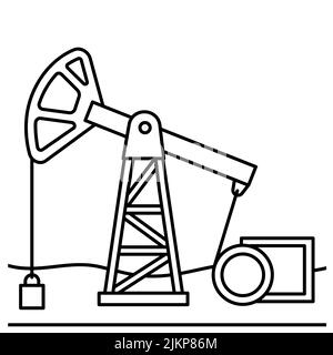Production de pétrole dans le désert, plates-formes pétrolières Illustration de Vecteur
