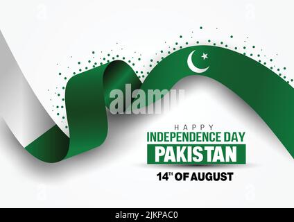 14th août heureux jour de l'indépendance Pakistan avec drapeau agitant. Vecteur illustration design Illustration de Vecteur