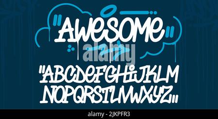 Bold Abstract manuscrit Hiphop Graffiti Street style Art police Alphabet Vector Illustration Template Illustration de Vecteur