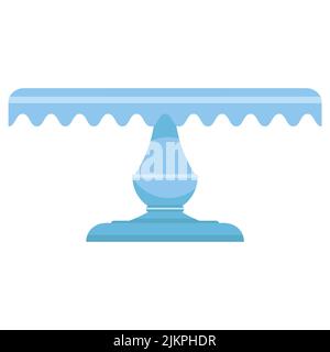 Support à gâteau bleu de style vintage sur fond blanc. Motif vectoriel plat. Illustration de Vecteur