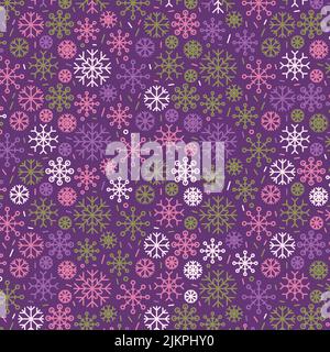 Motif abstrait flocon de neige sans coutures pour un motif décoratif festive. Décoration élégante. Mise en plan de ligne simple. Illustration graphique vectorielle Illustration de Vecteur