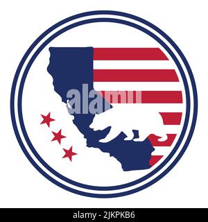 Illustration du vecteur de symbole de l'état de Californie. Silhouette d'ours avec emblème de drapeau américain. Illustration de Vecteur
