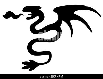 Pochoir serpent dragon noir, illustration vectorielle, horizontal, isolé Illustration de Vecteur