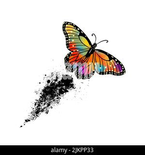 Papillons multicolores abstraits avec touches de peinture. Illustration vectorielle Illustration de Vecteur