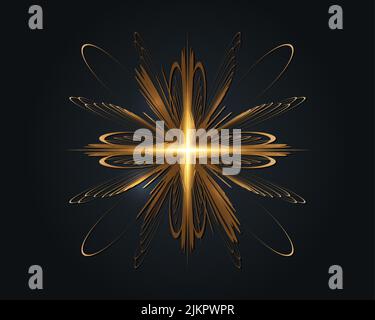 Croix sacrée de lumière, Croix brillante avec l'ancien cadre doré symbole du christianisme. Décoration florale symbole d'espoir et de foi. Illustration vectorielle Illustration de Vecteur