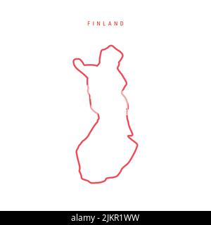 Carte de contour modifiable pour la Finlande. Bordure rouge finlandaise. Nom du pays. Régler l'épaisseur de ligne. Changez de couleur. Illustration vectorielle. Illustration de Vecteur