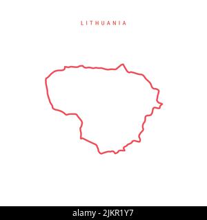 Carte de contour modifiable de la Lituanie. Frontière rouge lituanienne. Nom du pays. Régler l'épaisseur de ligne. Changez de couleur. Illustration vectorielle. Illustration de Vecteur