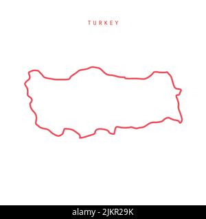 Carte de contour modifiable de la Turquie. Frontière rouge turque. Nom du pays. Régler l'épaisseur de ligne. Changez de couleur. Illustration vectorielle. Illustration de Vecteur