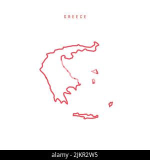 Carte des contours modifiable de la Grèce. Frontière grecque rouge. Nom du pays. Régler l'épaisseur de ligne. Changez de couleur. Illustration vectorielle. Illustration de Vecteur