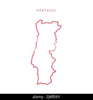 Portugal carte de contour modifiable. Frontière rouge portugaise. Nom du pays. Régler l'épaisseur de ligne. Changez de couleur. Illustration vectorielle. Illustration de Vecteur