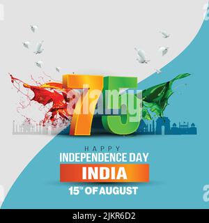 Bonne journée d'indépendance Inde. 3D lettres avec drapeau indien. Illustration vectorielle Illustration de Vecteur