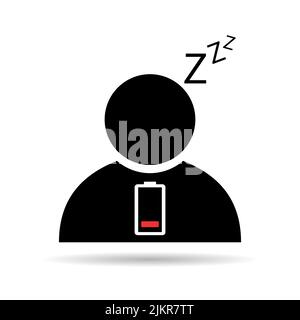 Icône homme fatigué avec ombre, émotion du sommeil signe fatigué, symbole de concept ennuyé, illustration vectorielle graphique . Illustration de Vecteur