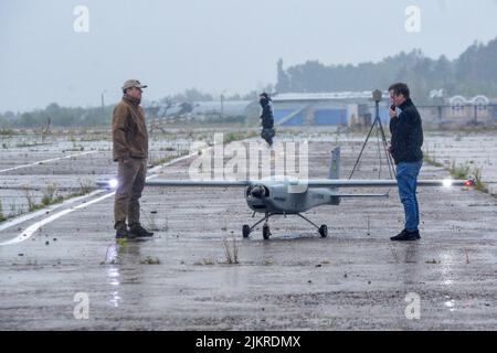 UKRAINE - 2 AOÛT 2022 - un drone UkrJet est photographié lors de la présentation de véhicules aériens sans pilote pour les forces armées, en Ukraine. Cette photo c Banque D'Images