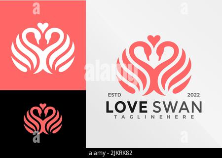 Un logo de marque « Love Swan » sur trois arrière-plans Illustration de Vecteur
