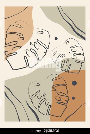 Affiche d'illustration abstraite d'art mural botanique Illustration de Vecteur