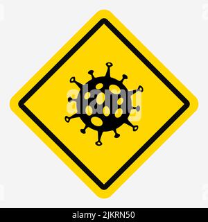 Icône de la possibilité d'infection par un virus. Danger. N'entrez pas. Icône du virus sur fond jaune avec bordure. Panneau Rhombus. Vect Illustration de Vecteur