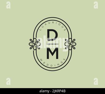 DM initiales lettre mariage monogramme logos modèle, dessin à la main moderne minimalistes et modèles floraux pour cartes d'invitation, Save the Date, élégant Illustration de Vecteur