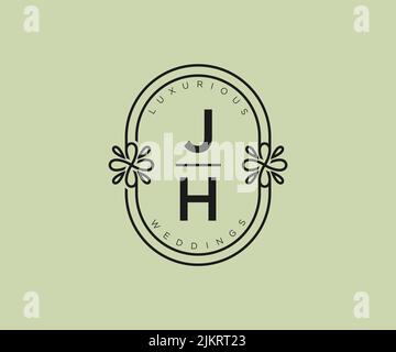 JH initiales lettre mariage monogramme logos modèle, dessin à la main moderne minimalistes et modèles floraux pour cartes d'invitation, Enregistrer la date, élégant Illustration de Vecteur