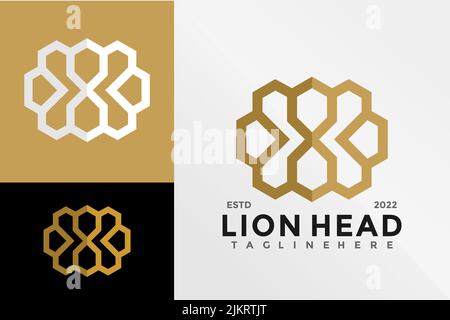 Un logo de marque « Lion Head » sur trois arrière-plans Illustration de Vecteur