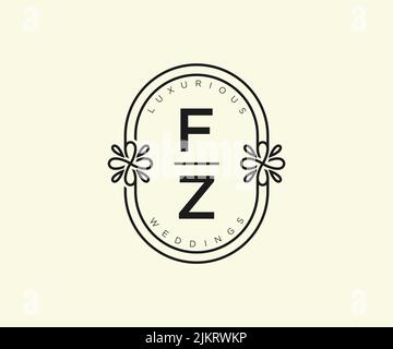 FZ initiales lettre mariage monogramme logos modèle, dessin à la main moderne minimalistes et modèles floraux pour cartes d'invitation, Enregistrer la date, élégant Illustration de Vecteur