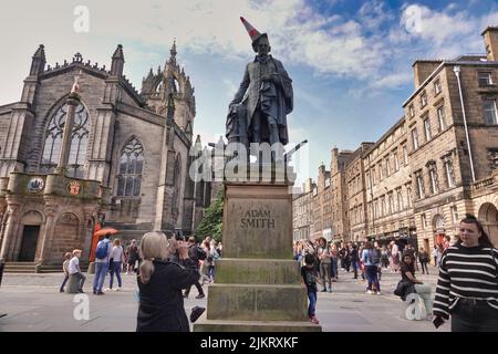 Le mémorial Adam Smith sur High Street, Édimbourg, Écosse Banque D'Images