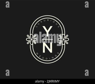 YN initiales lettre mariage monogramme logos modèle, dessin à la main moderne minimalistes et modèles floraux pour cartes d'invitation, Enregistrer la date, élégant Illustration de Vecteur